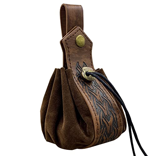 Medieval Faux Leather Drawstring Pouch for LARP