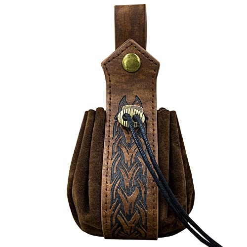 Medieval Faux Leather Drawstring Pouch for LARP