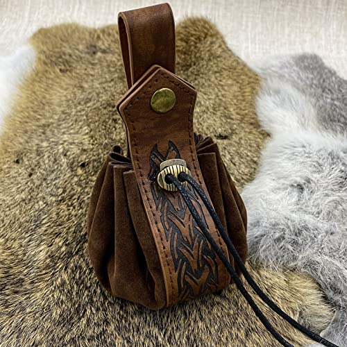 Medieval Faux Leather Drawstring Pouch for LARP