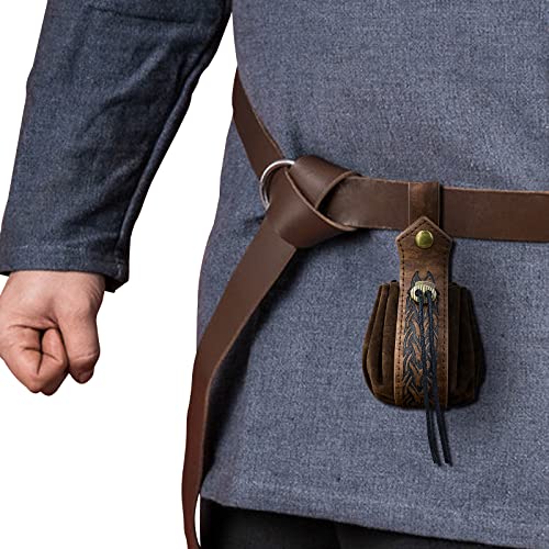 Medieval Faux Leather Drawstring Pouch for LARP