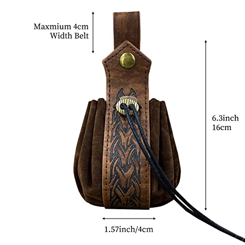 Medieval Faux Leather Drawstring Pouch for LARP