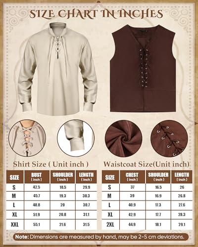 Men's Renaissance Pirate Costume Set for Cosplay