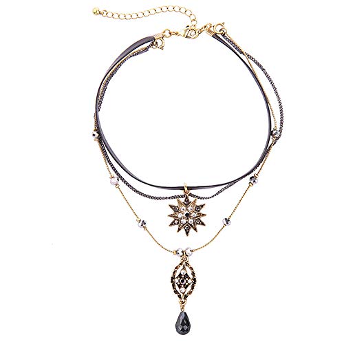 Layered Stars Pendant Choker Necklace for Women