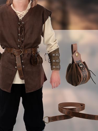 Men's Renaissance Costume Set: Vest, Shirt, Pants, Belt