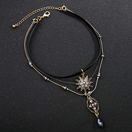 Layered Stars Pendant Choker Necklace for Women