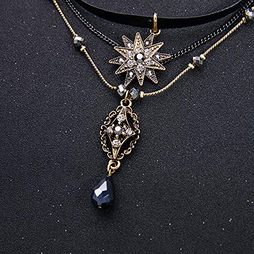 Layered Stars Pendant Choker Necklace for Women