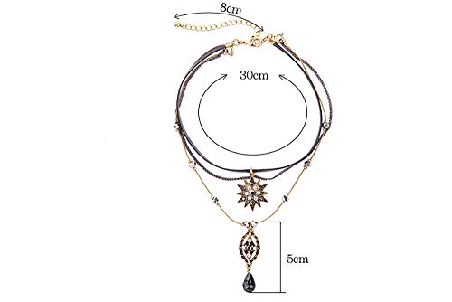 Layered Stars Pendant Choker Necklace for Women