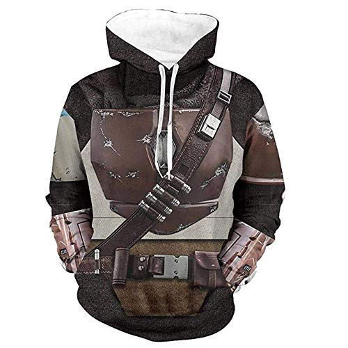 Mandalorian Hoodie Cosplay Costume 3D Pullover Zip Jacket