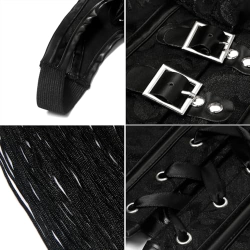 Charmian Steampunk Gothic Leather Shoulder Armor Shrug Black