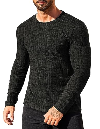 Black Bodybuilding Long Sleeve Muscle Shirt for Men