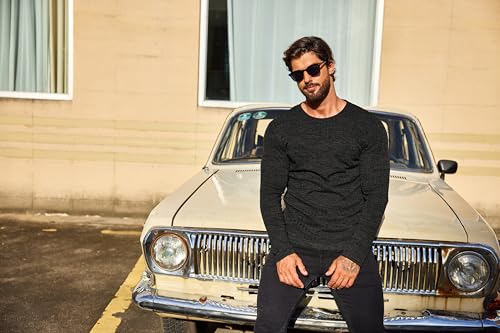 Black Bodybuilding Long Sleeve Muscle Shirt for Men