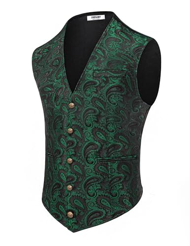 Green Paisley Victorian Steampunk Waistcoat Vest