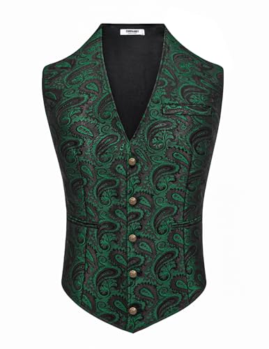 Green Paisley Victorian Steampunk Waistcoat Vest