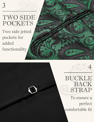 Green Paisley Victorian Steampunk Waistcoat Vest