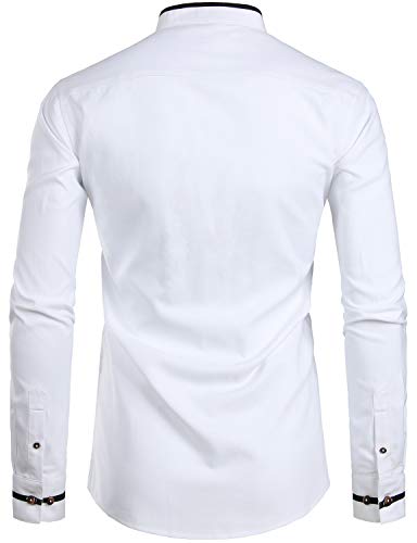 Men's White Mandarin Collar Shirt