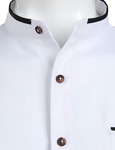 Men's White Mandarin Collar Shirt