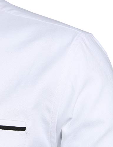 Men's White Mandarin Collar Shirt