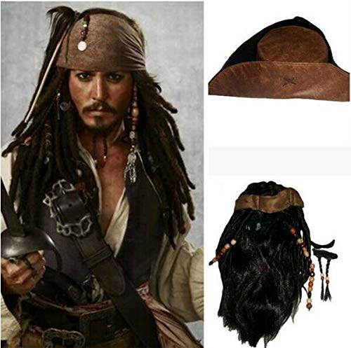 Pirate Captain Jack Sparrow Costume with Wig and Hat
