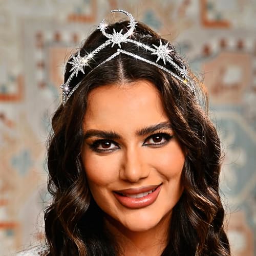 Star Moon Crown Goddess Headband for Women Girls