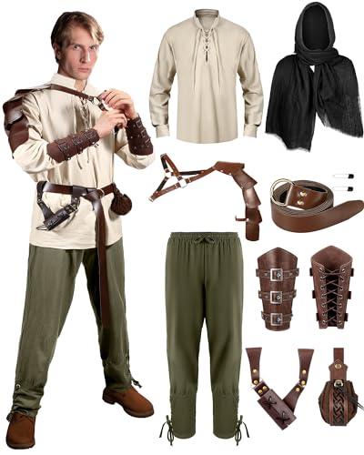Vintage Viking Men's Renaissance Costume Set with Accessories