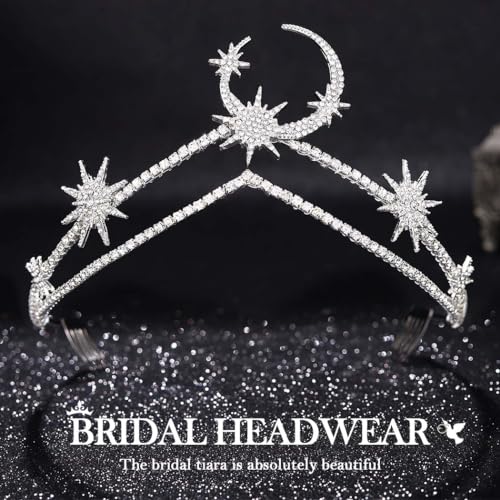 Star Moon Crown Goddess Headband for Women Girls