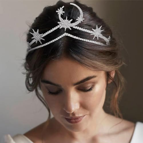 Star Moon Crown Goddess Headband for Women Girls