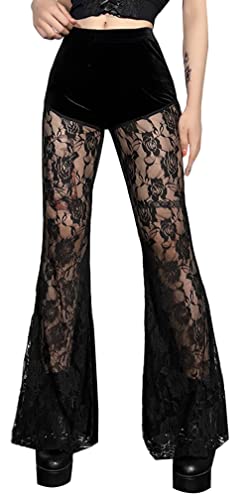 Victorian Gothic Lace Flare Pants - Women's Fantasy Fashion