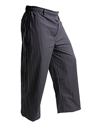Millennia Men's Black Pinstripe Cook Pants, Large