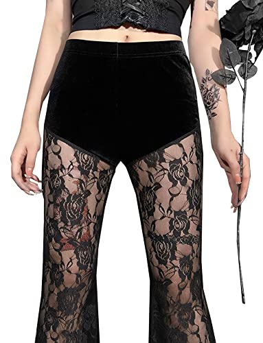 Victorian Gothic Lace Flare Pants - Women's Fantasy Fashion