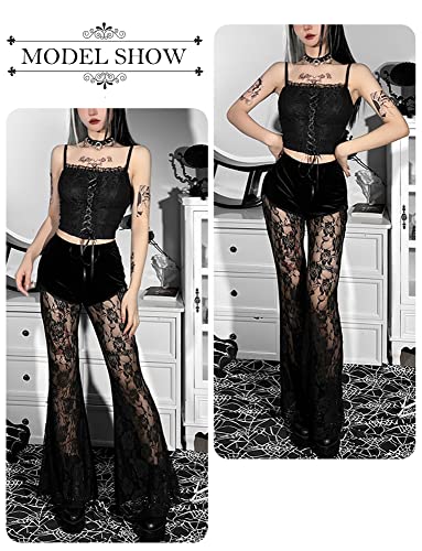 Victorian Gothic Lace Flare Pants - Women's Fantasy Fashion