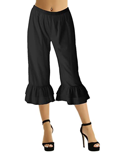 Kvysinly Victorian Ruffle Steampunk Pantaloons - Black