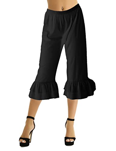 Kvysinly Victorian Ruffle Steampunk Pantaloons - Black