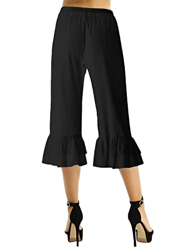 Kvysinly Victorian Ruffle Steampunk Pantaloons - Black