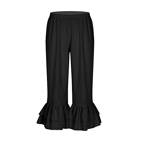 Kvysinly Victorian Ruffle Steampunk Pantaloons - Black