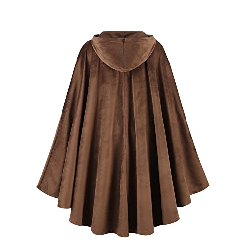 Brown Velvet Hooded Cloak for Medieval Costume