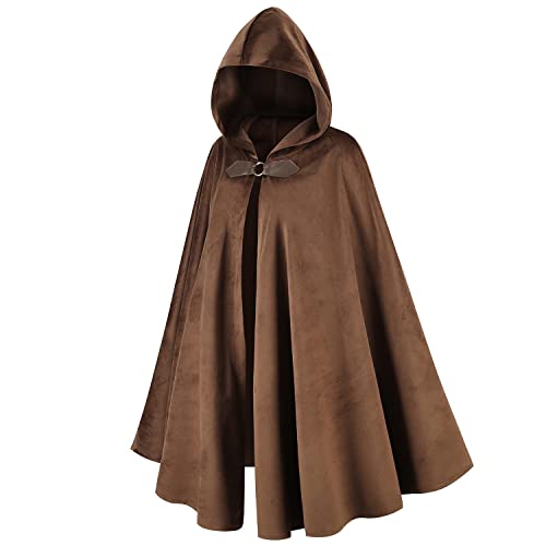 Brown Velvet Hooded Cloak for Medieval Costume