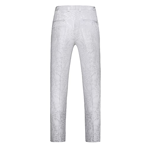 Jacquard Floral Men's Dress Pants, Size 34, White