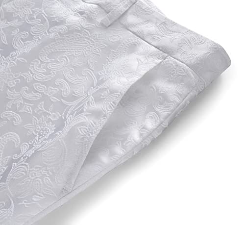 Jacquard Floral Men's Dress Pants, Size 34, White