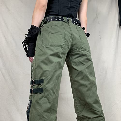 Green Y2K Wide Leg Jeans for Women