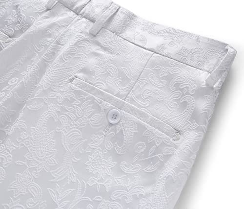 Jacquard Floral Men's Dress Pants, Size 34, White