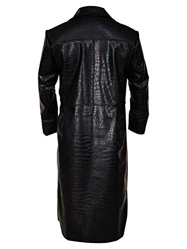 Matrix Morpheus Crocodile Leather Trench Coat - Black