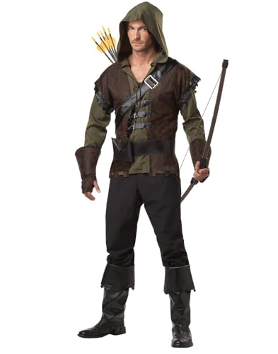 Mens Realistic Robin Hood Costume in Medium Brown