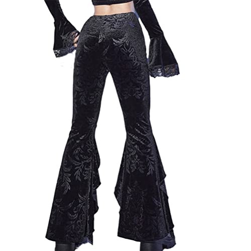 Steampunk Lace Wide Leg Velvet Flare Pants Women