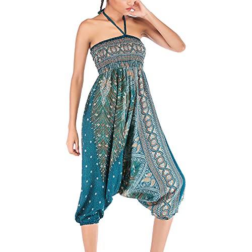Lu's Green Boho Harem Jumpsuit for Women
