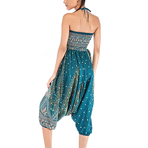 Lu's Green Boho Harem Jumpsuit for Women