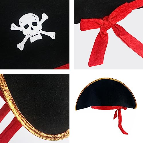Skull Print Pirate Captain Costume Cap with Eye Patch