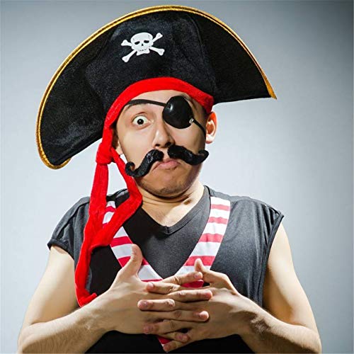 Skull Print Pirate Captain Costume Cap with Eye Patch