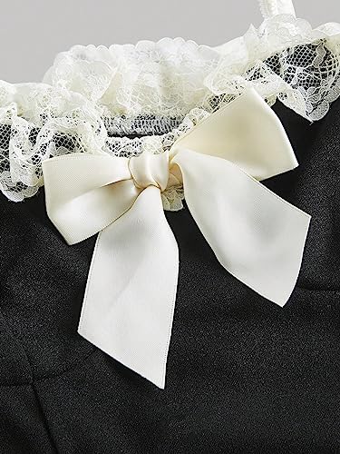 Verdusa Lace Bow Crop Cami Top in Black