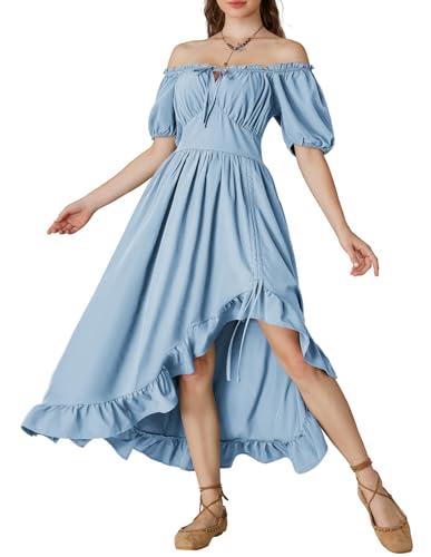 Scarlet Darkness Off Shoulder Renaissance Dress Light Blue