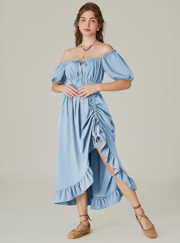 Scarlet Darkness Off Shoulder Renaissance Dress Light Blue